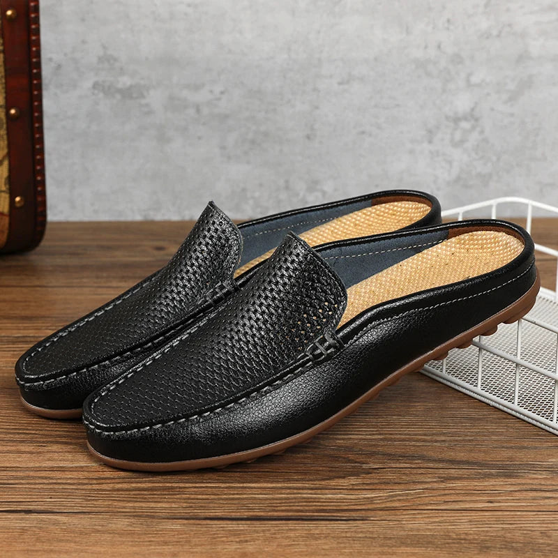 Men's Genuine Cow Leather Mule Loafers