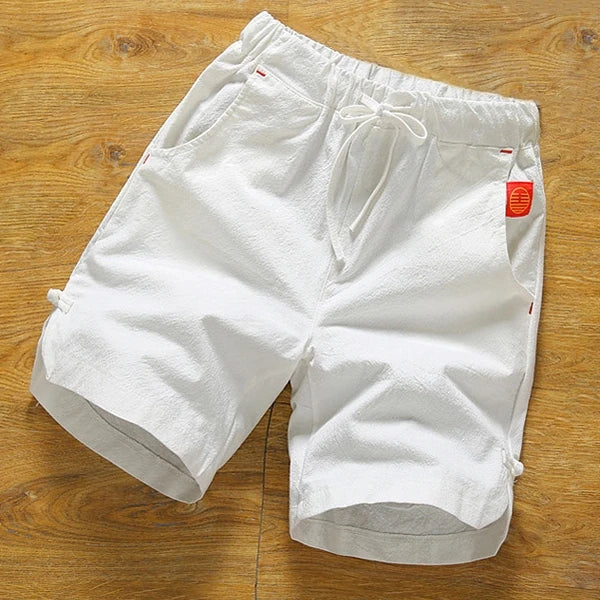 Men's Cotton Linen Drawstring Board Shorts