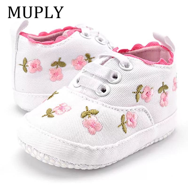 Baby Girls Floral Crib Shoes