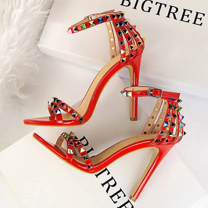 Women's Rivet-Embellished Stiletto Sandals