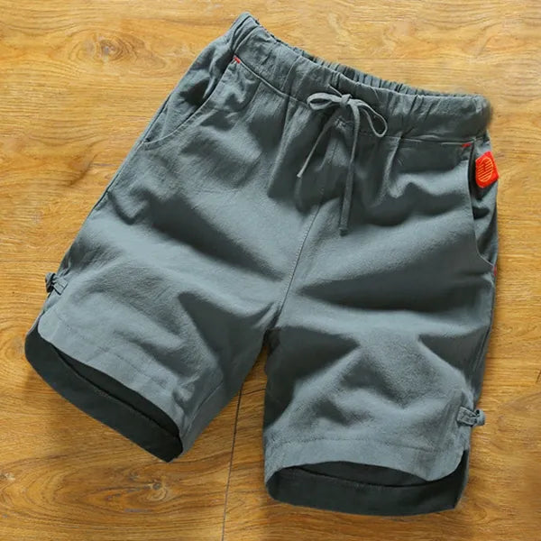Men's Cotton Linen Drawstring Board Shorts