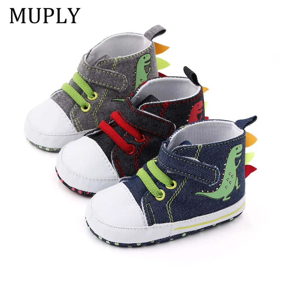Boys' Anti-Slip Cartoon Canvas First Walker Shoes