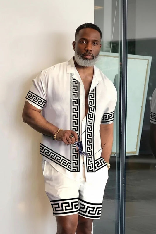 Men's Casual Two-Piece Shirt & Shorts Set