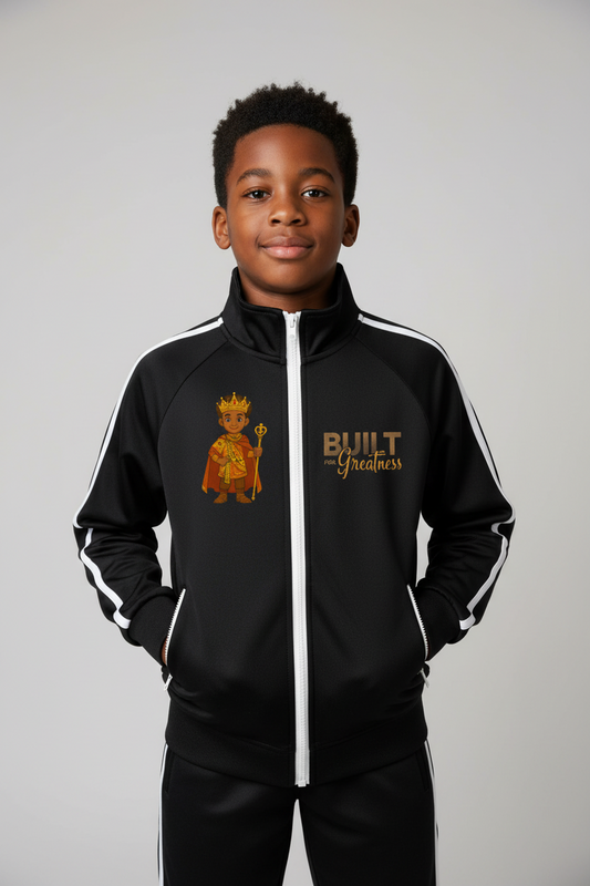 "Built for Greatness" Zip-Up Track Jacket for Boys