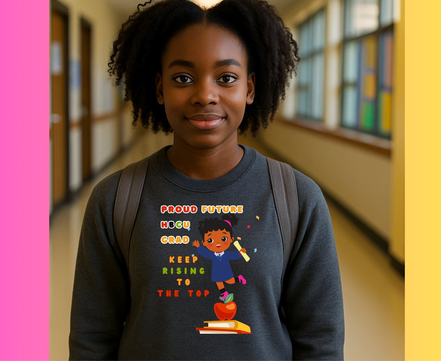 Proud Future HBCU Grad – Aim Higher Youth Crewneck Sweater for Girls