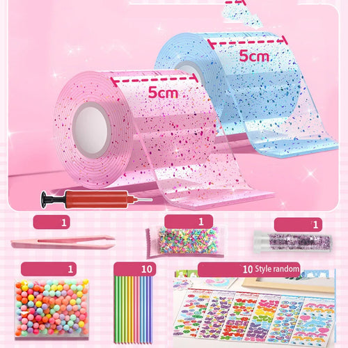 DIY Blow Bubble Nano Tape Full Set of PET Nano Glue Knead Music