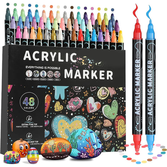 12/24/36/48 Colors Dual Tip Acrylic Paint Pens Markers for Wood