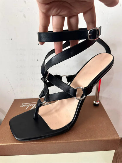 Women's Square Toe Stiletto Ankle Strap Sandals