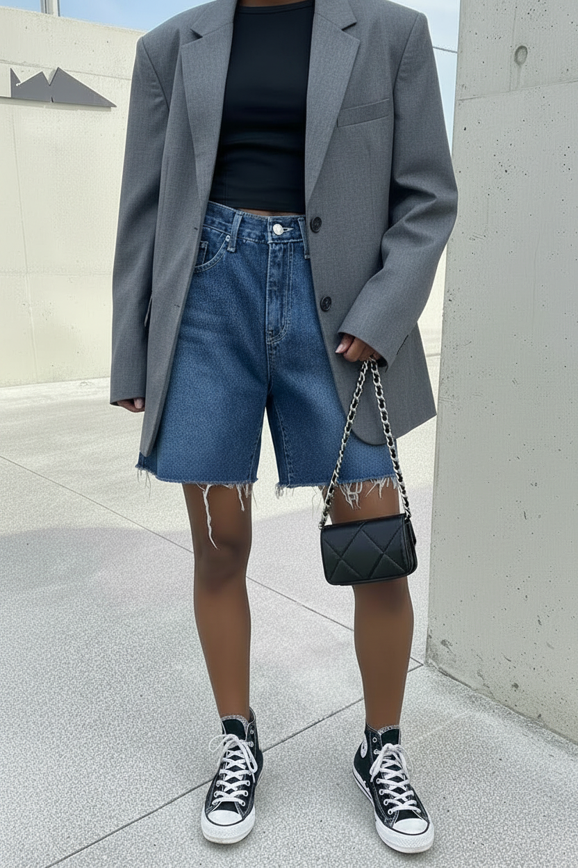 Youth Girls' High-Waist Denim Shorts