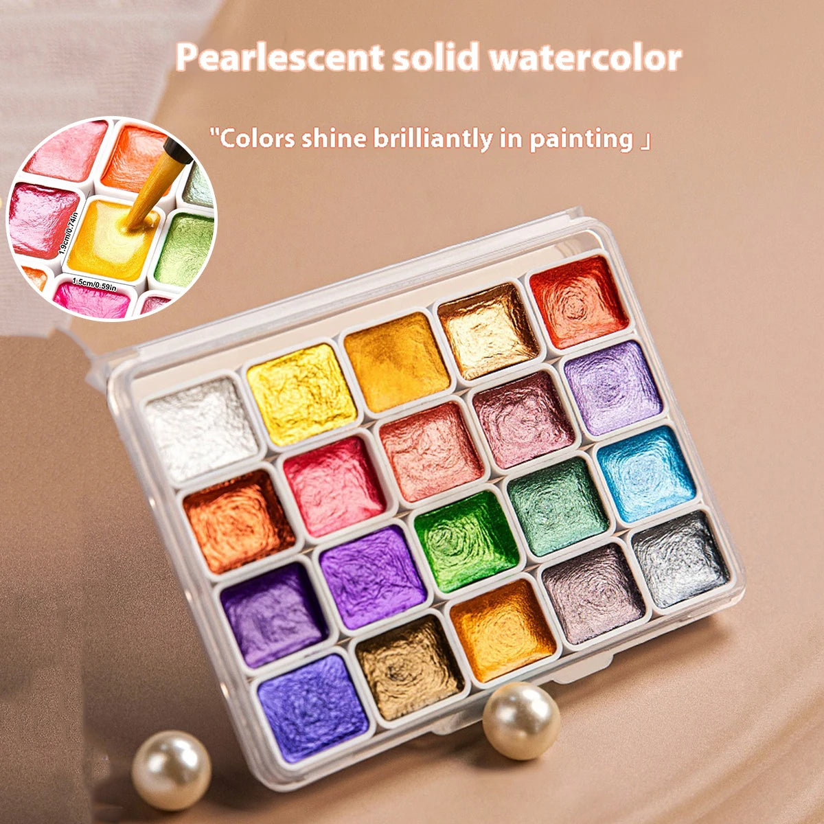 20/36/98 Color Pearlescent Watercolor Paint- Intense Sparkle Light