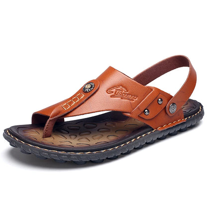 Men's Handmade Split Leather Moccasin Sandals