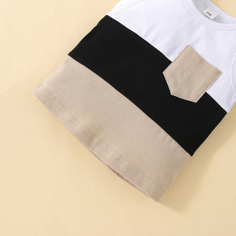 Boys Patchwork Sleeveless Short Set