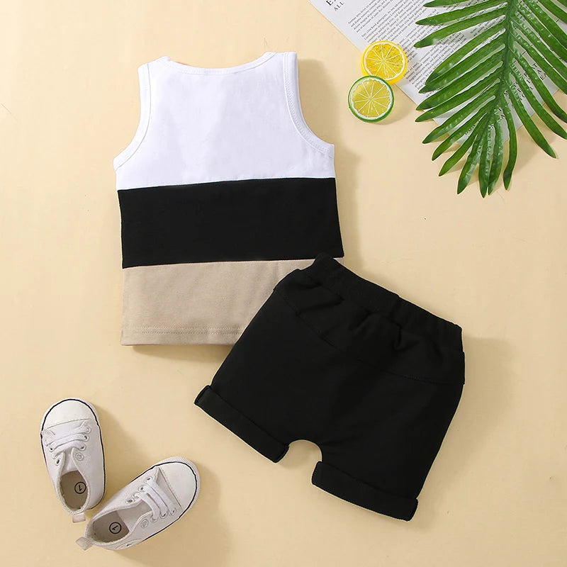 Boys Patchwork Sleeveless Short Set