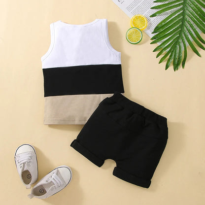 Boys Patchwork Sleeveless Short Set