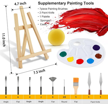 Acrylic Paint Set 56 pcs,Painting Supplies with 24 Acrylic Paint,16