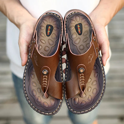 Men's Handmade Split Leather Moccasin Sandals