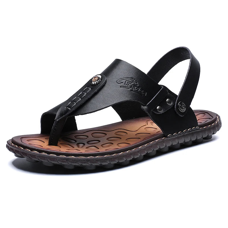 Men's Handmade Split Leather Moccasin Sandals