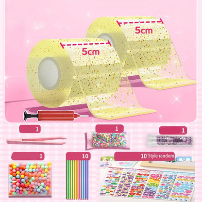 DIY Blow Bubble Nano Tape Full Set of PET Nano Glue Knead Music