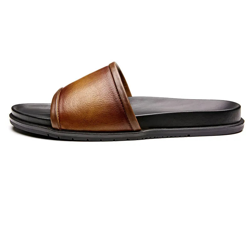 Men's Handmade Genuine Cow Leather Slide Sandals