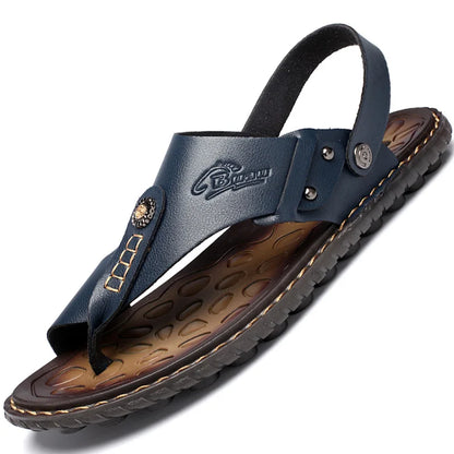 Men's Handmade Split Leather Moccasin Sandals