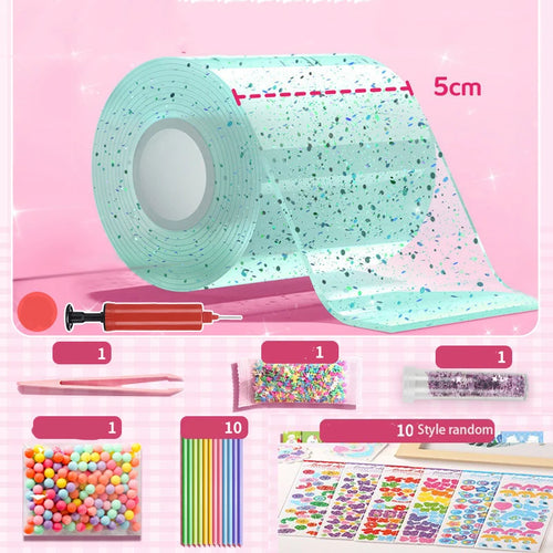 DIY Blow Bubble Nano Tape Full Set of PET Nano Glue Knead Music