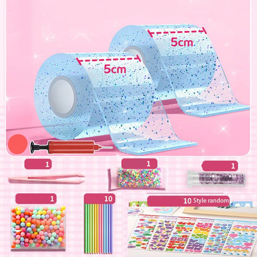 DIY Blow Bubble Nano Tape Full Set of PET Nano Glue Knead Music