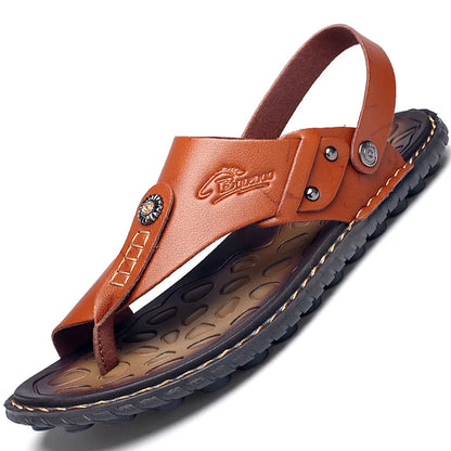 Men's Handmade Split Leather Moccasin Sandals