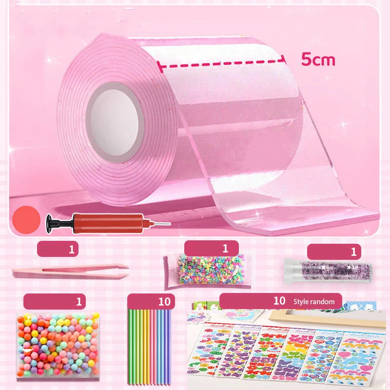 DIY Blow Bubble Nano Tape Full Set of PET Nano Glue Knead Music