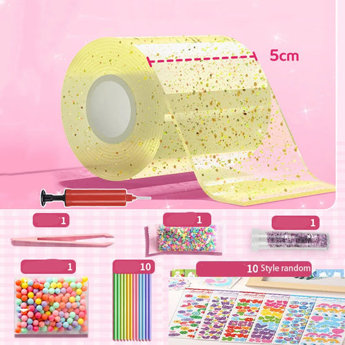 DIY Blow Bubble Nano Tape Full Set of PET Nano Glue Knead Music