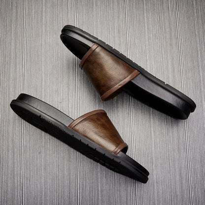 Men's Handmade Genuine Cow Leather Slide Sandals
