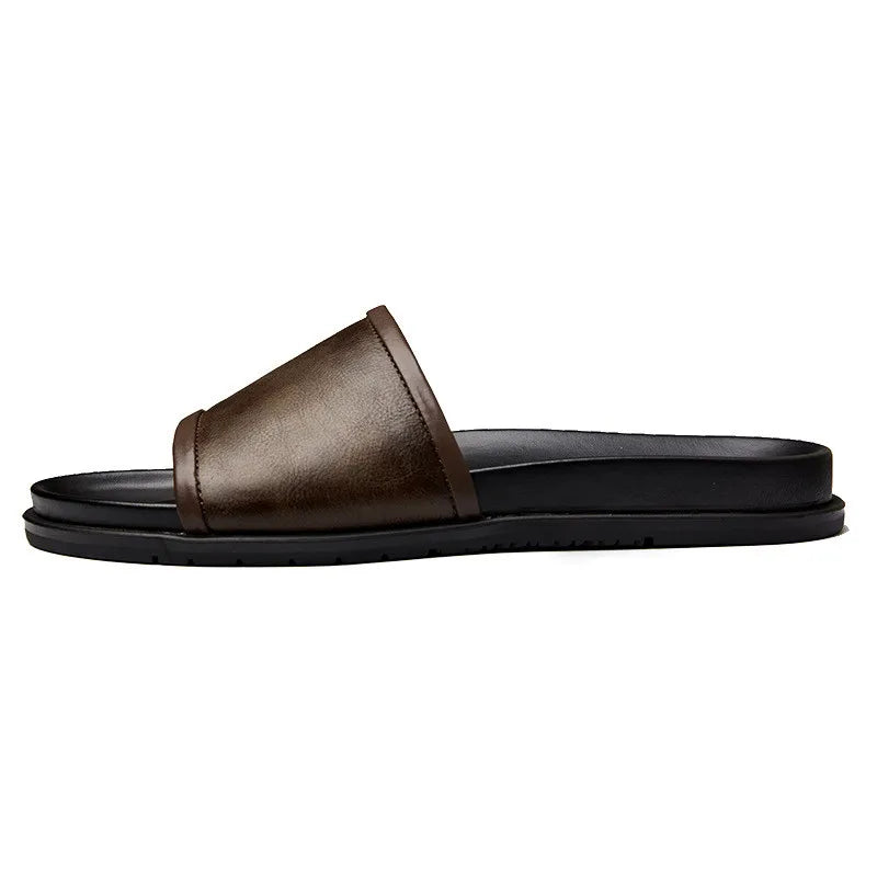 Men's Handmade Genuine Cow Leather Slide Sandals