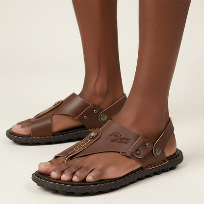 Men's Handmade Split Leather Moccasin Sandals