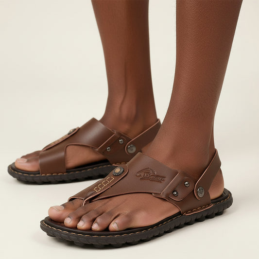 Men's Handmade Split Leather Moccasin Sandals