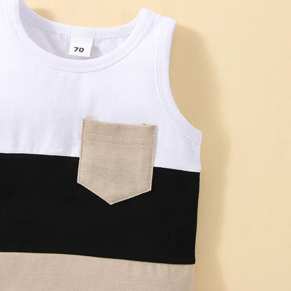 Boys Patchwork Sleeveless Short Set