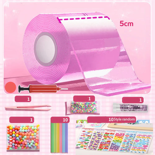 DIY Blow Bubble Nano Tape Full Set of PET Nano Glue Knead Music