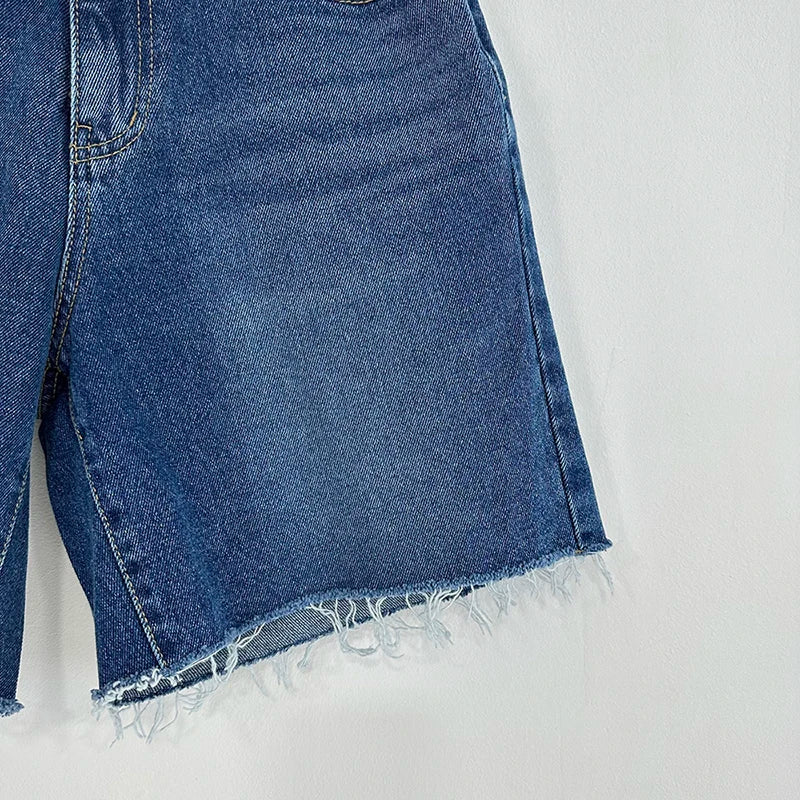 Youth Girls' High-Waist Denim Shorts