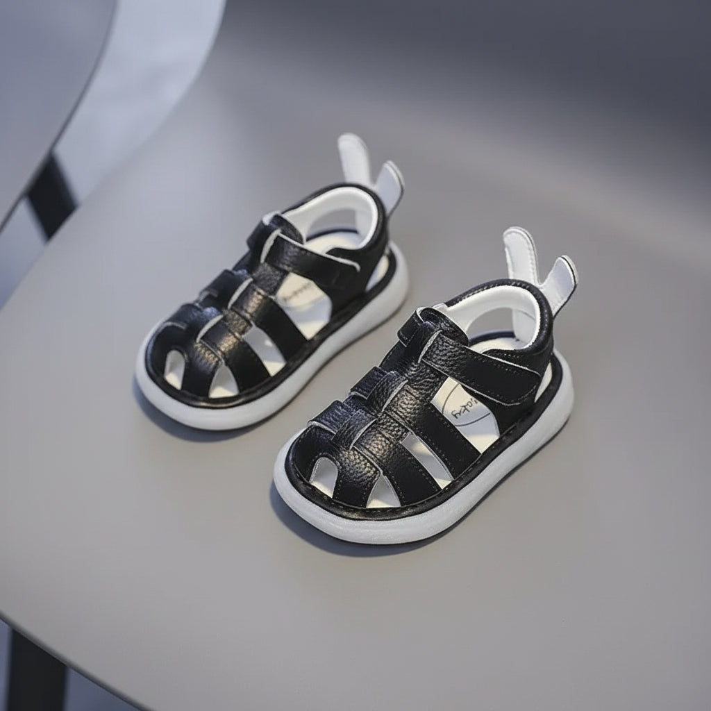 Girls Soft Leather Sport Sandals – Hook & Loop Closure