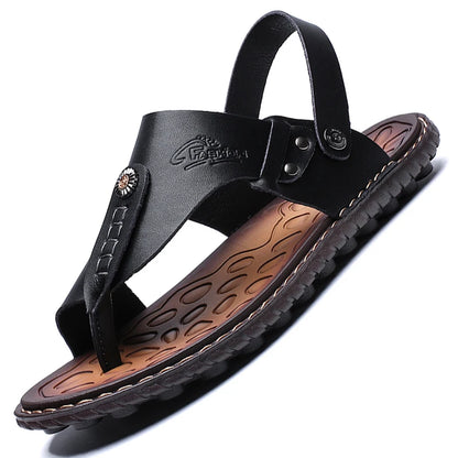 Men's Handmade Split Leather Moccasin Sandals