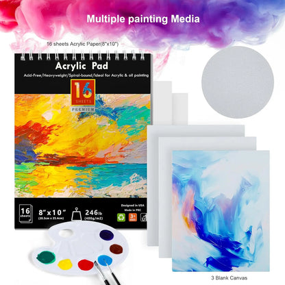 Acrylic Paint Set 56 pcs,Painting Supplies with 24 Acrylic Paint,16