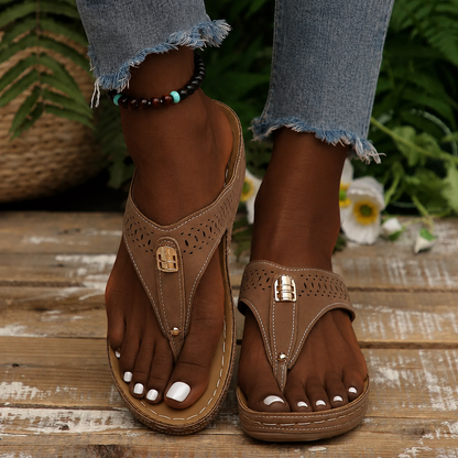 Women's Toe Post Low Wedge Sandals