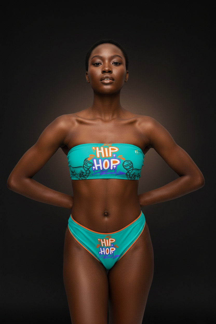 Golden Age of Hip Hop Recycled Bandeau Bikini