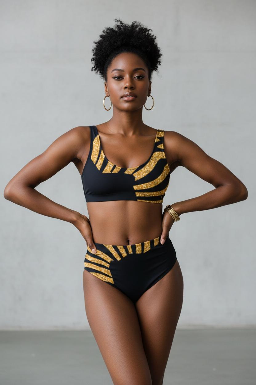 Nubian Radiance High-Waisted Bikini Set