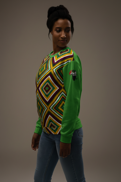 HBCU Proud Parents Tribal Print Sweatshirt – Heritage, Pride & Black Excellence in Tribal Green