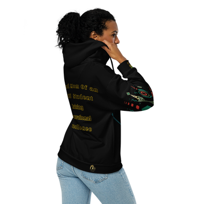 HBCU Proud Parent Eco-Zip Hoodie – Comfort, Legacy & Black Excellence in Turquoise and Black Tribal Print