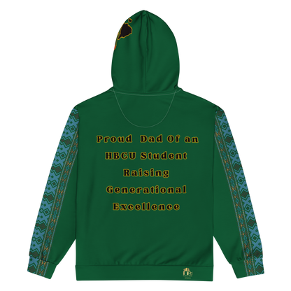 HBCU Proud Dad Eco-Zip Hoodie – Legacy & Black Excellence in Tribal Green