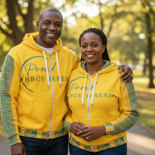 HBCU Proud Parents Eco-Zip Hoodie – Comfort, Legacy & Black Excellence in Yellow Tribal