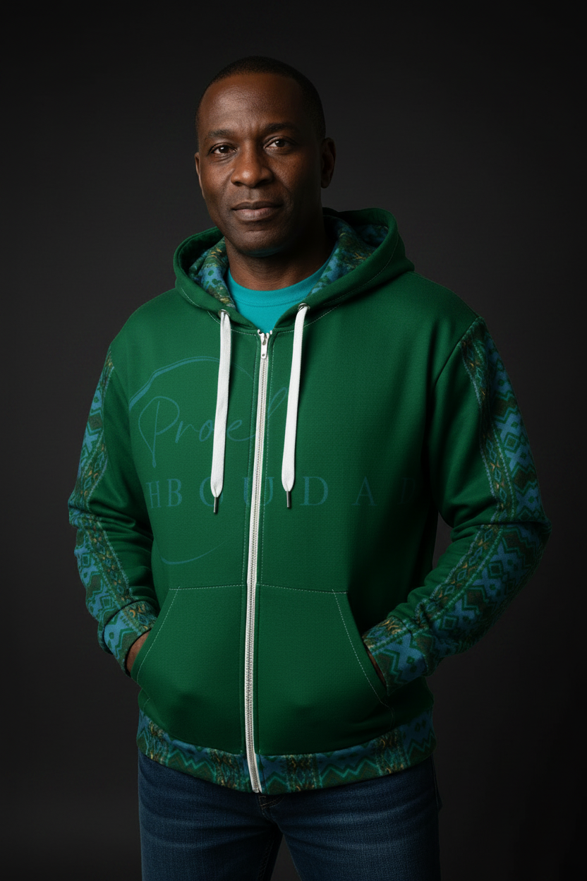 HBCU Proud Dad Eco-Zip Hoodie – Legacy & Black Excellence in Tribal Green
