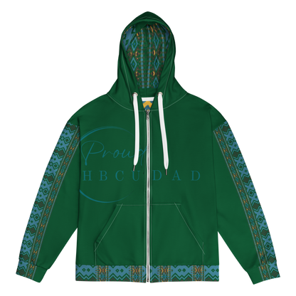 HBCU Proud Dad Eco-Zip Hoodie – Legacy & Black Excellence in Tribal Green