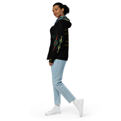 HBCU Proud Parent Eco-Zip Hoodie – Comfort, Legacy & Black Excellence in Turquoise and Black Tribal Print