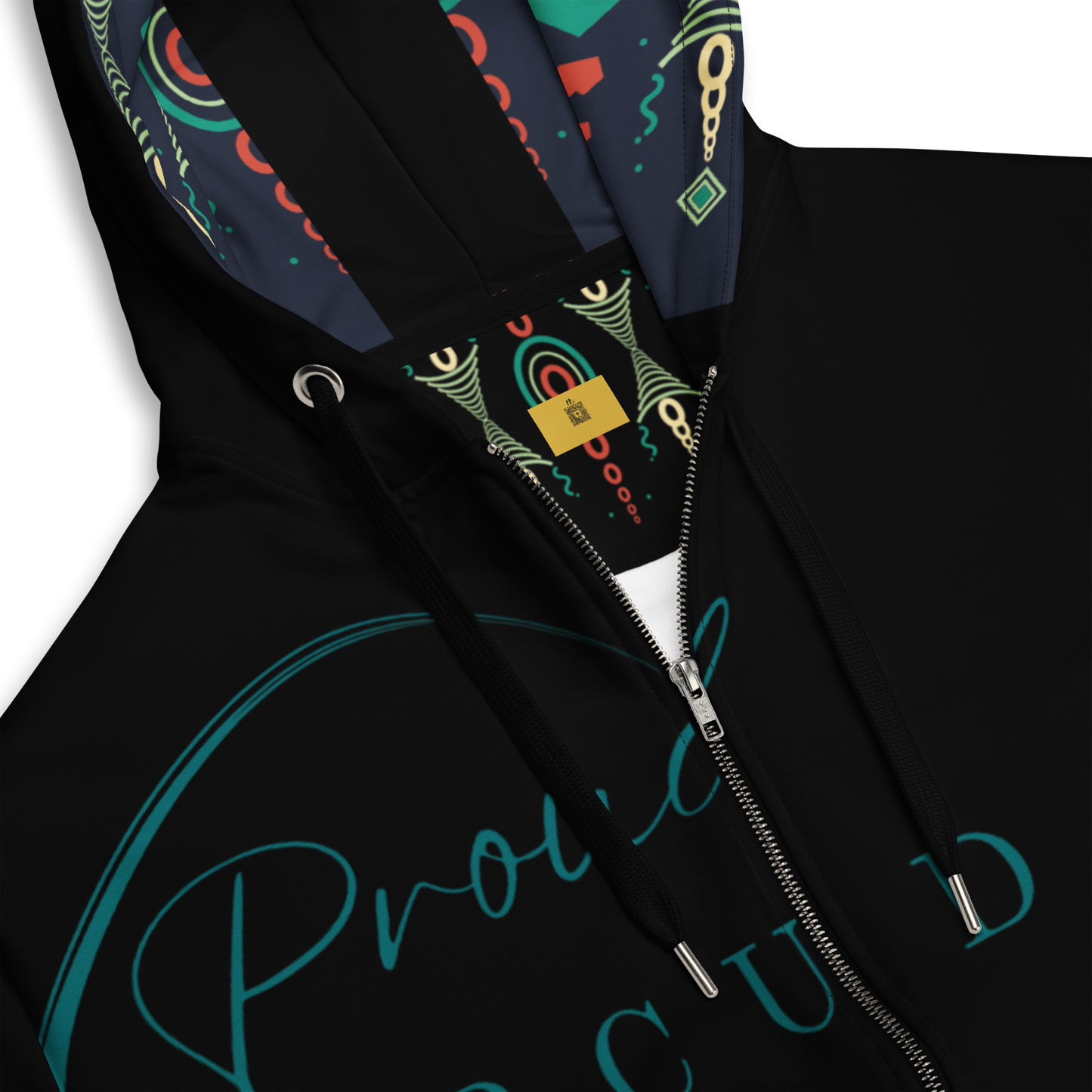 HBCU Proud Dad Eco-Zip Hoodie – Comfort, Legacy & Black Excellence in Black Turquoise Print